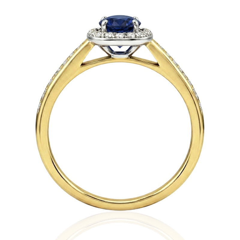 R-42347-SA-Y  Diamond & Sapphire Cluster Ring