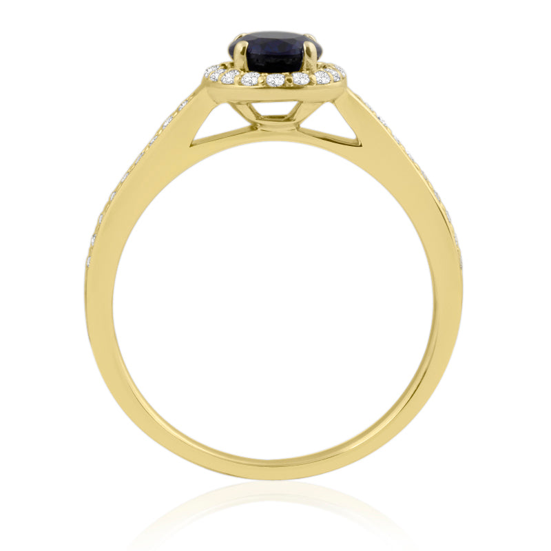R-42347-SA-Y  Diamond & Sapphire Halo Ring