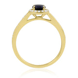 R-42347-SA-Y  Diamond & Sapphire Halo Ring