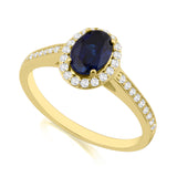 R-42347-SA-Y  Diamond & Sapphire Halo Ring