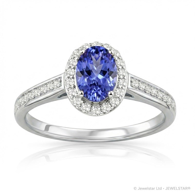 R-42347-TZ-W  Diamond & Tanzanite Cluster Ring