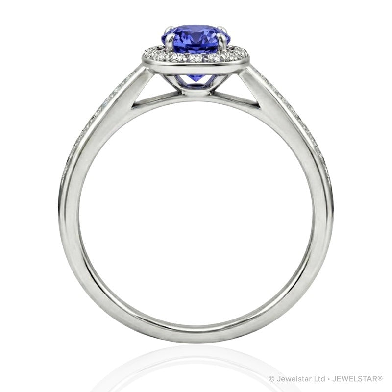 R-42347-TZ-W  Diamond & Tanzanite Cluster Ring