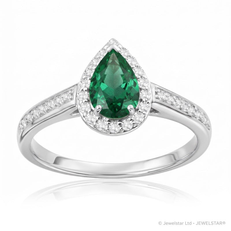 R-42348-EM-W   Diamond & Emerald Cluster Ring