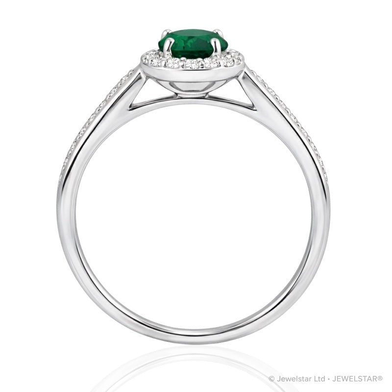 R-42348-EM-W   Diamond & Emerald Cluster Ring