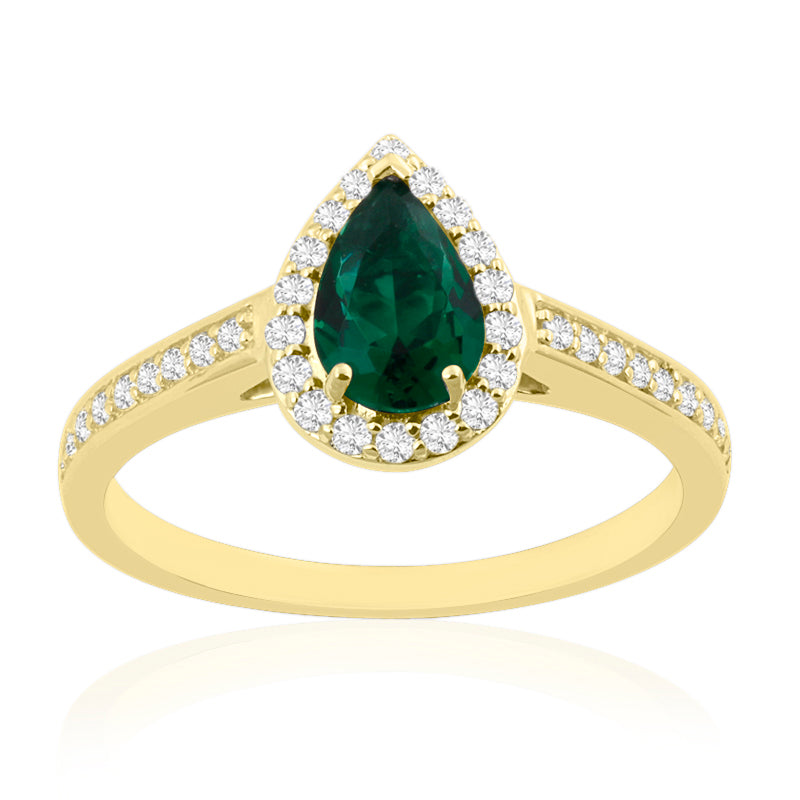 R-42348-EM-Y  Diamond & Emerald Halo Ring