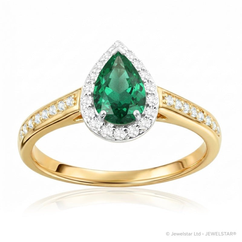 R-42348-EM-Y   Diamond & Emerald Cluster Ring