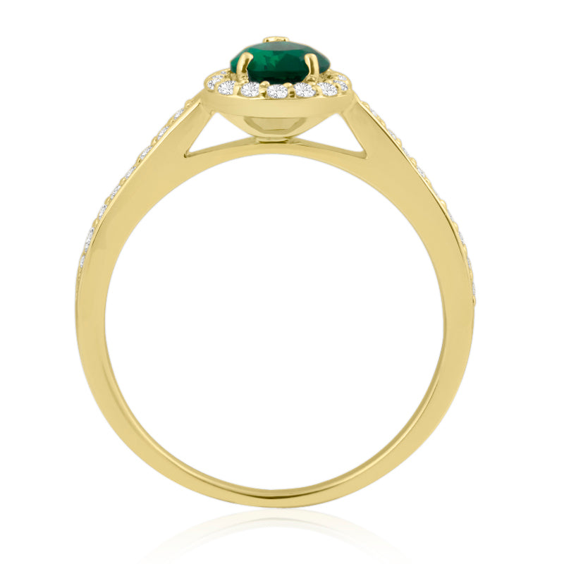 R-42348-EM-Y  Diamond & Emerald Halo Ring