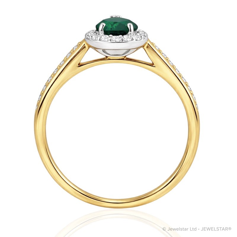 R-42348-EM-Y   Diamond & Emerald Cluster Ring