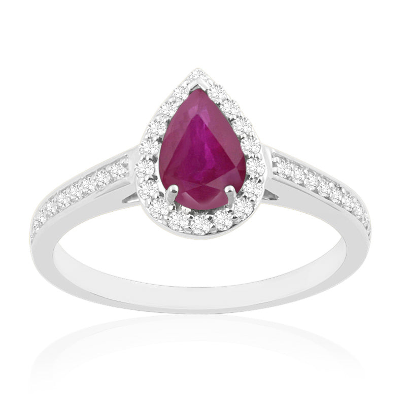 R-42348-RU-W  Diamond & Ruby Halo Ring