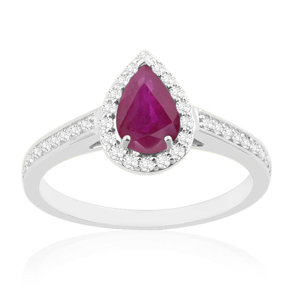 R-42348-RU-W - Diamond & Ruby Halo Ring
