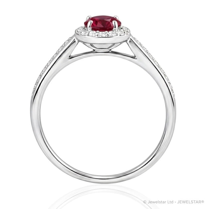 R-42348-RU-W  Diamond & Ruby Cluster Ring