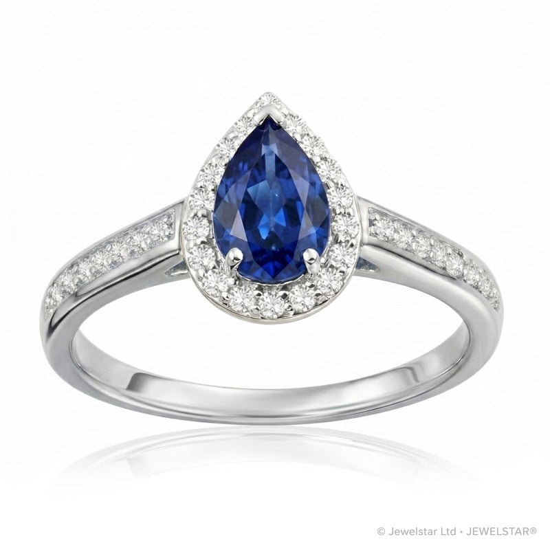 R-42348-SA-W  Diamond & Sapphire Cluster Ring