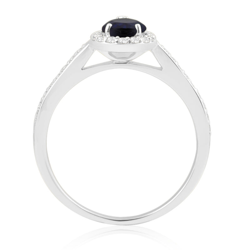 R-42348-SA-W  Diamond & Sapphire Halo Ring