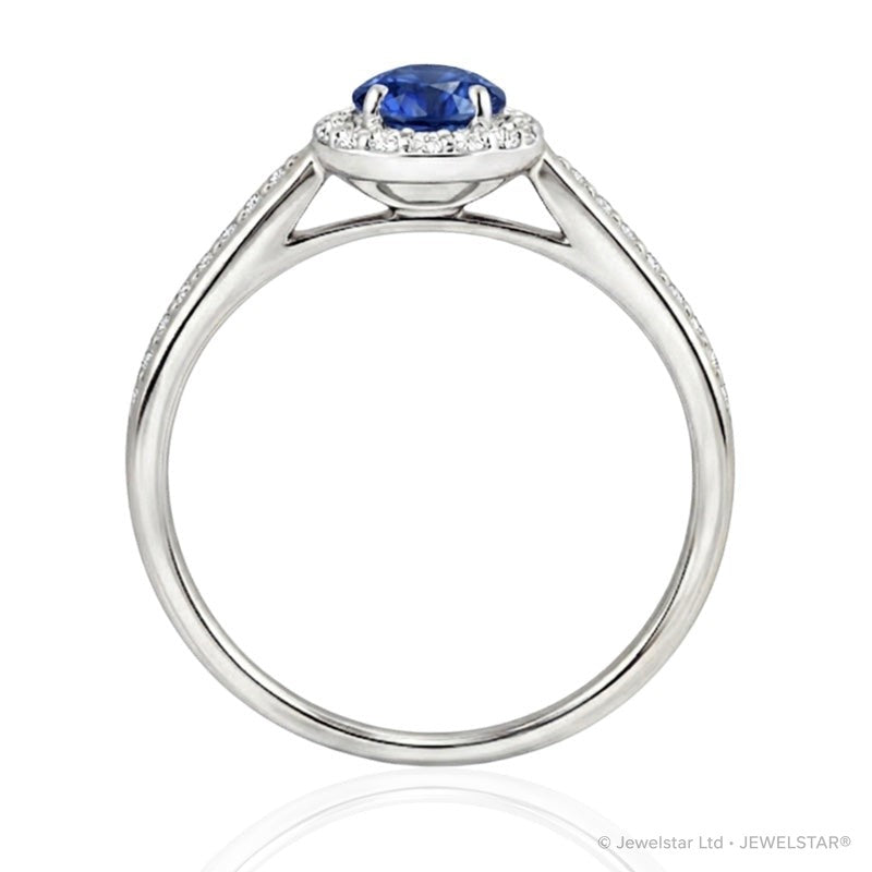 R-42348-SA-W  Diamond & Sapphire Cluster Ring
