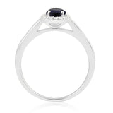 R-42348-SA-W  Diamond & Sapphire Halo Ring