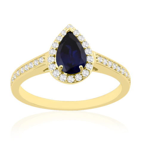 R-42348-SA-Y  Diamond & Sapphire Halo Ring