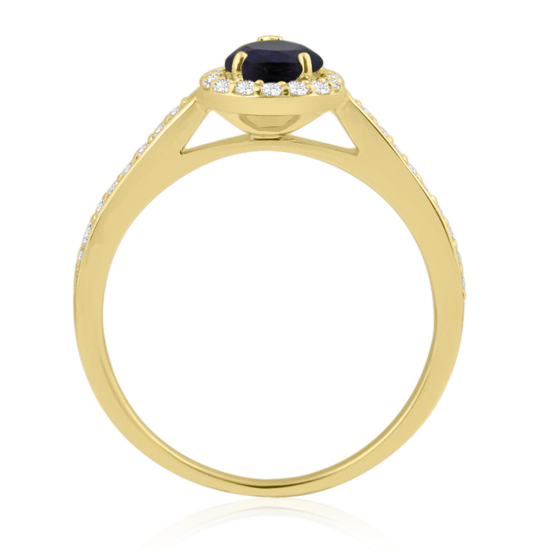 R-42348-SA-Y  Diamond & Sapphire Halo Ring