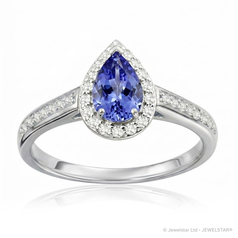 R-42348-TZ-W  Diamond & Tanzanite Cluster Ring