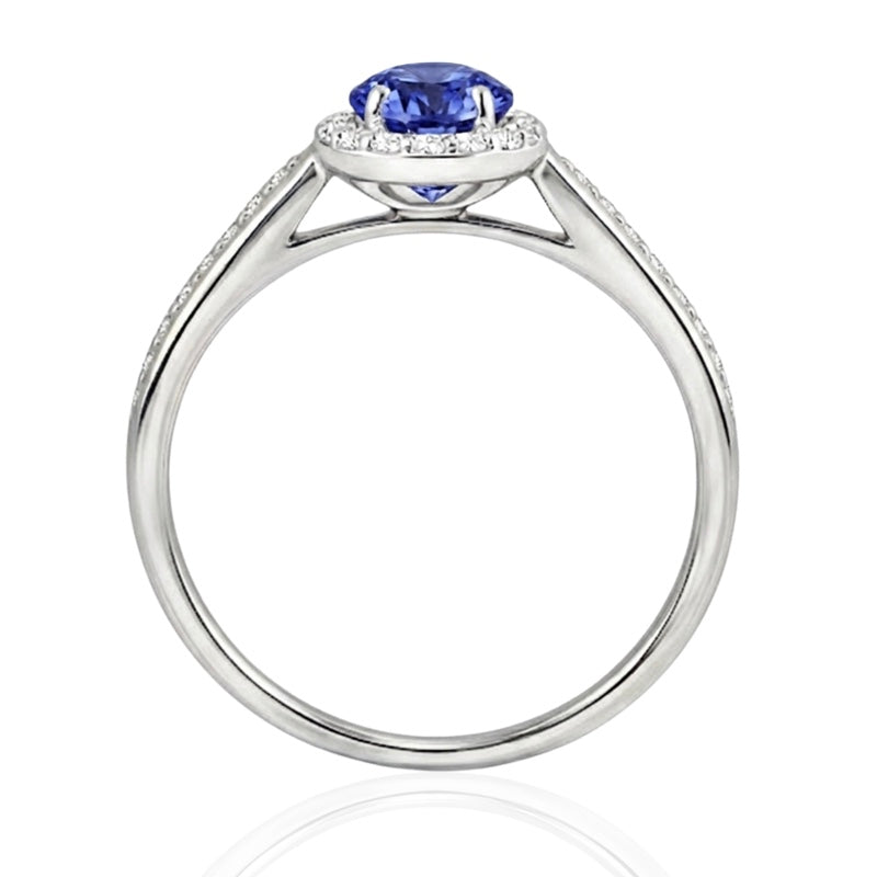 R-42348-TZ-W  Diamond & Tanzanite Cluster Ring