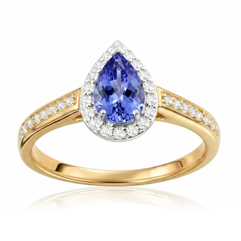 R-42348-TZ-Y  Diamond & Tanzanite Cluster Ring