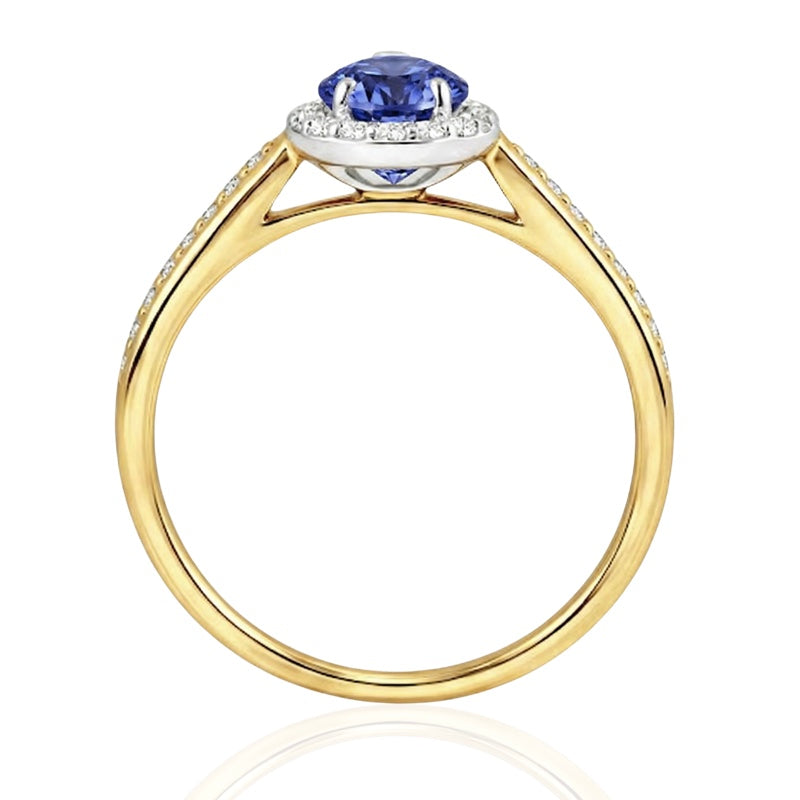 R-42348-TZ-Y  Diamond & Tanzanite Cluster Ring