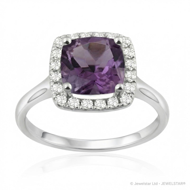 R-43580-AM-W  Diamond & Amethyst Cluster Ring