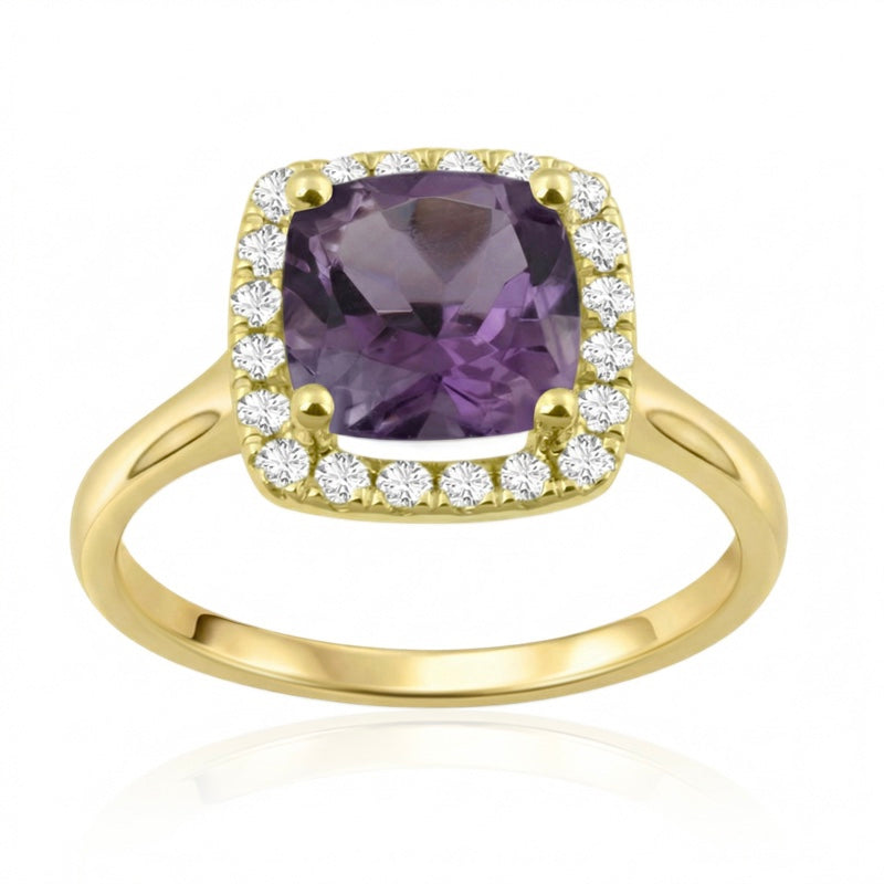 R-43580-AM-Y  Diamond & Amethyst Cluster Ring