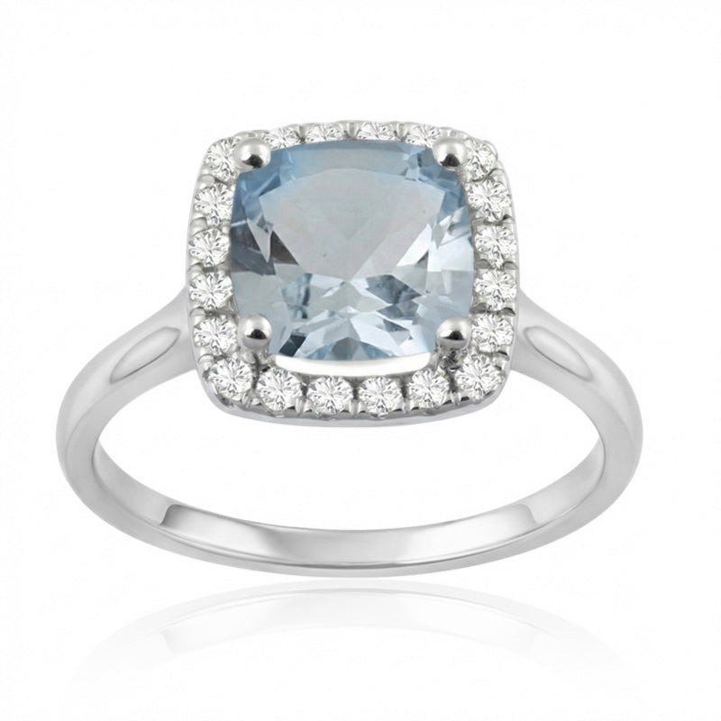 R-43580-BT-W  Diamond & Blue Topaz Cluster Ring