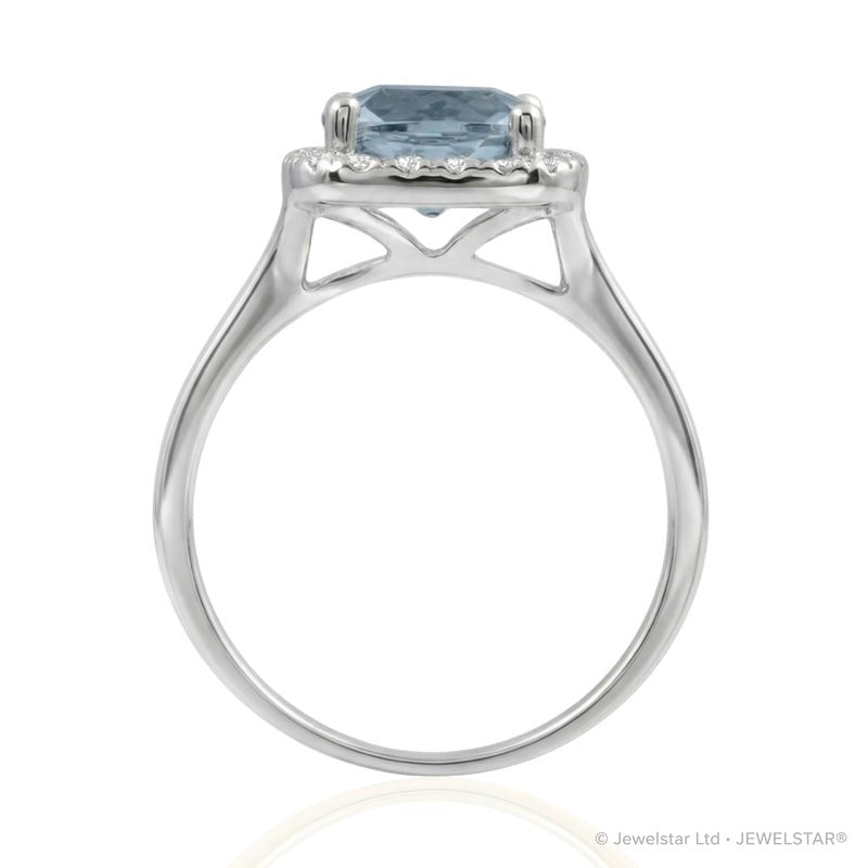 R-43580-BT-W  Diamond & Blue Topaz Cluster Ring