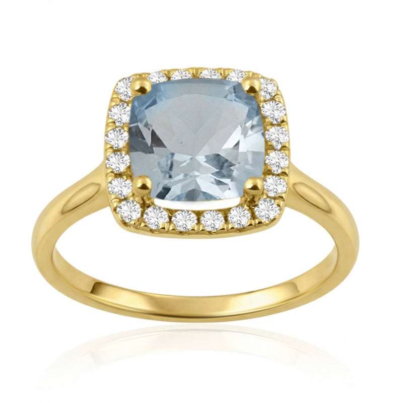 R-43580-BT-Y  Diamond & Blue Topaz Cluster Ring
