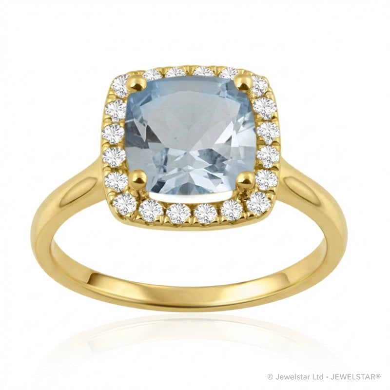 R-43580-BT-Y  Diamond & Blue Topaz Cluster Ring