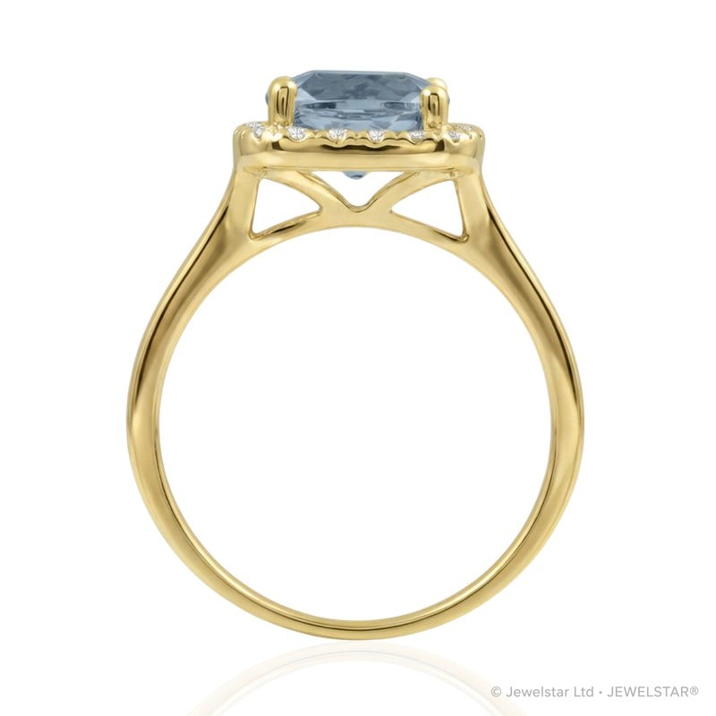 R-43580-BT-Y  Diamond & Blue Topaz Cluster Ring