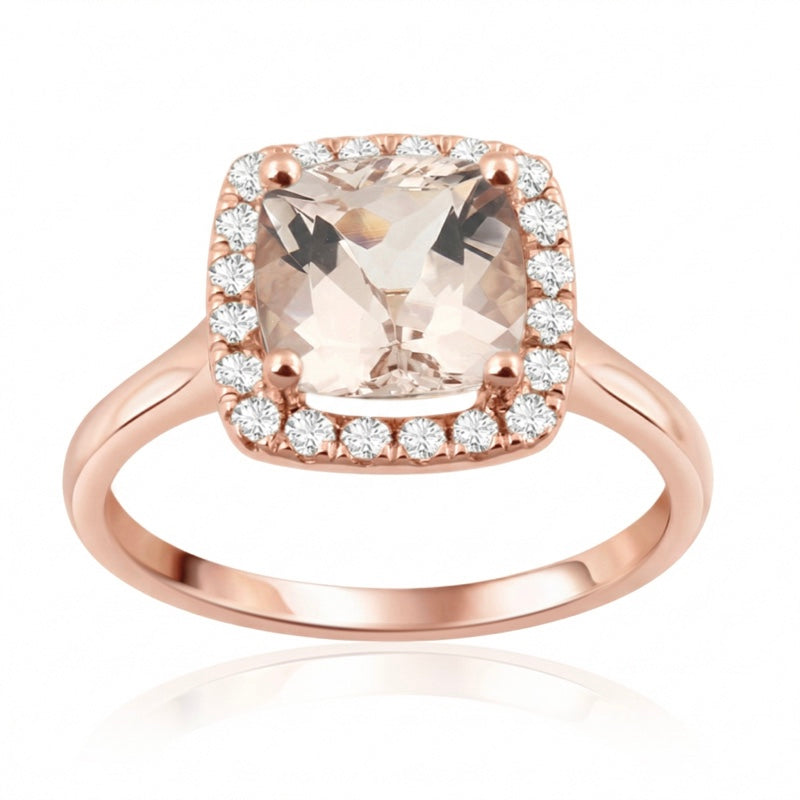 R-43580-MG-R  Diamond & Morganite Cluster Ring