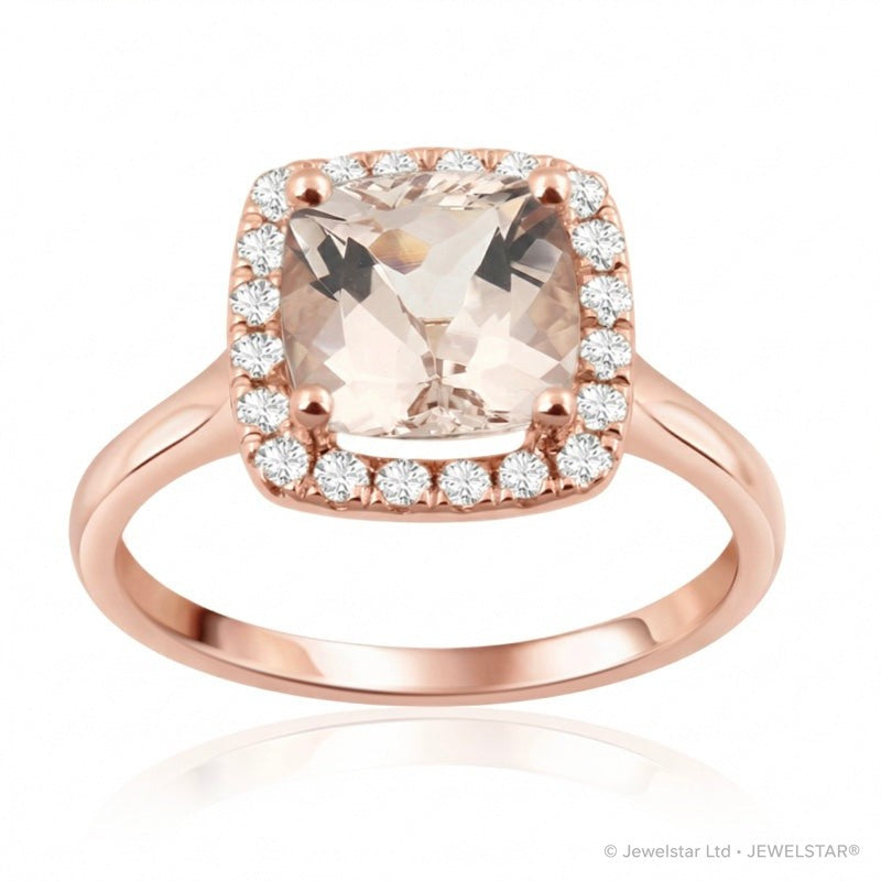 R-43580-MG-R  Diamond & Morganite Cluster Ring