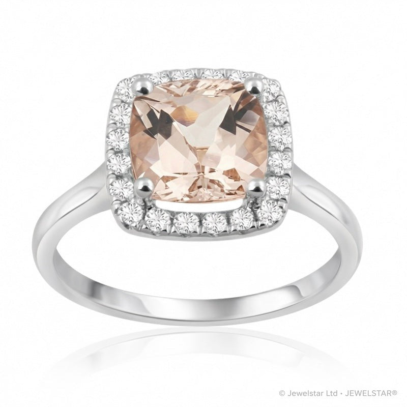R-43580-MG-W  Diamond & Morganite Cluster Ring