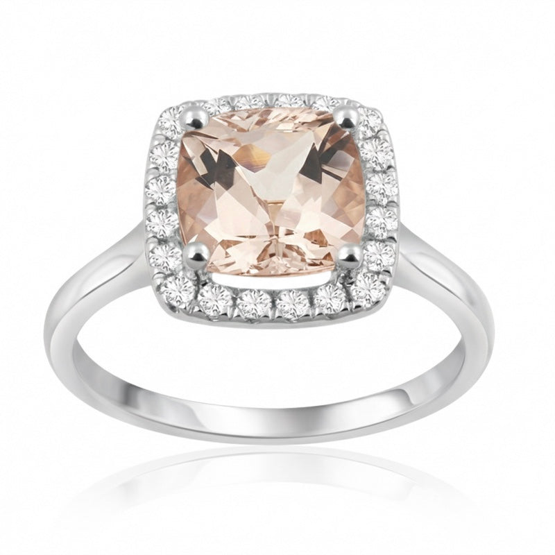 R-43580-MG-W  Diamond & Morganite Cluster Ring