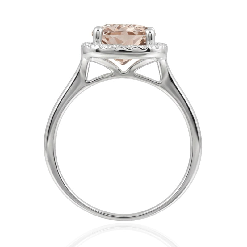 R-43580-MG-W  Diamond & Morganite Cluster Ring