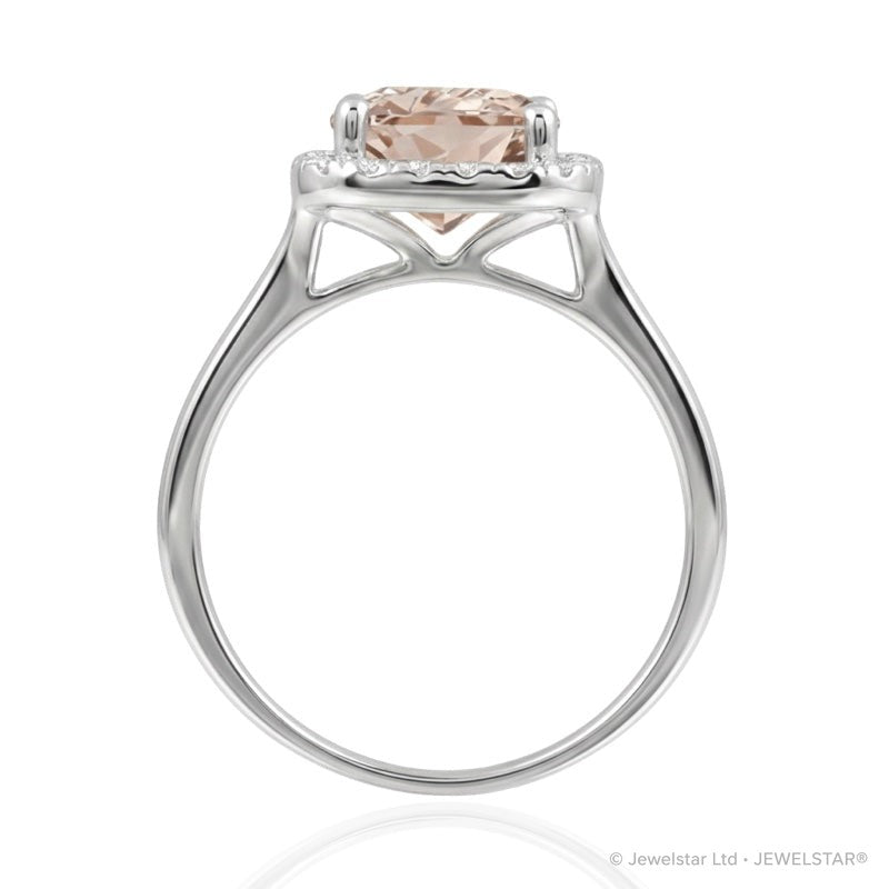 R-43580-MG-W  Diamond & Morganite Cluster Ring