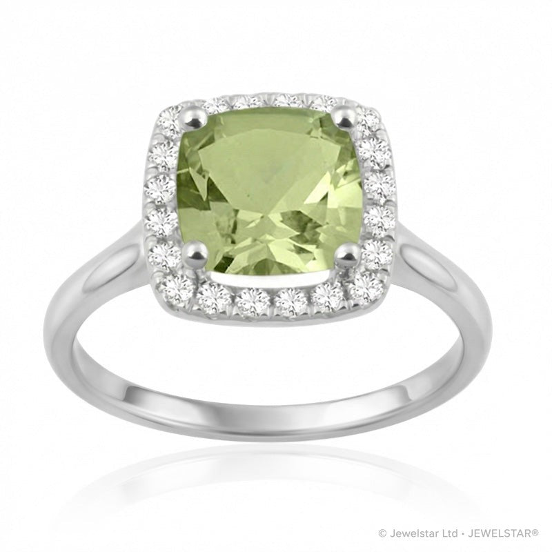 R-43580-PD-W  Diamond & Peridot Cluster Ring