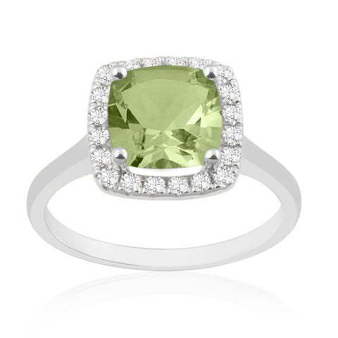 R-43580-PD-W  Diamond & Peridot Cluster Ring