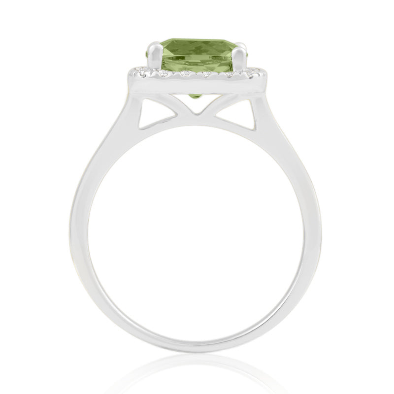 R-43580-PD-W  Diamond & Peridot Cluster Ring