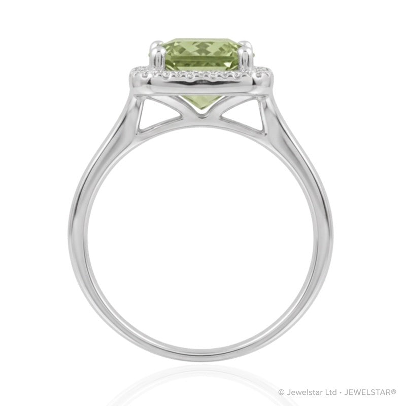 R-43580-PD-W  Diamond & Peridot Cluster Ring