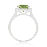 R-43580-PD-W  Diamond & Peridot Cluster Ring