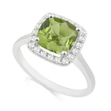 R-43580-PD-W  Diamond & Peridot Cluster Ring