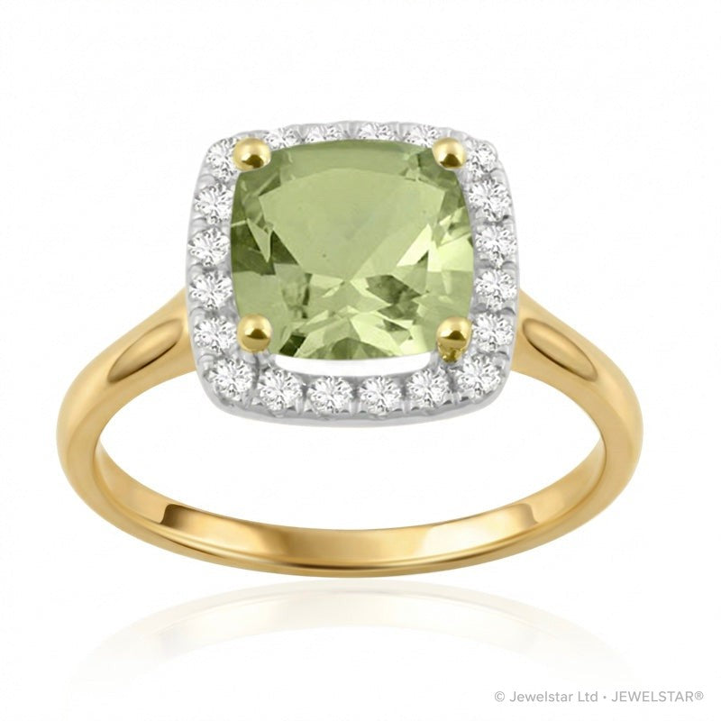 R-43580-PD-Y  Diamond & Peridot Cluster Ring