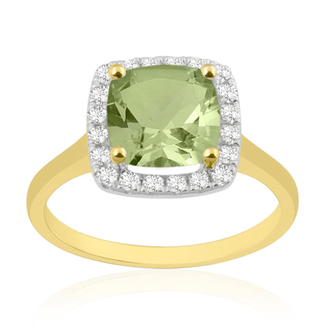 R-43580-PD-Y  Diamond & Peridot Cluster Ring