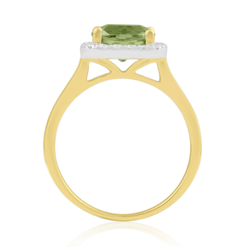 R-43580-PD-Y  Diamond & Peridot Cluster Ring