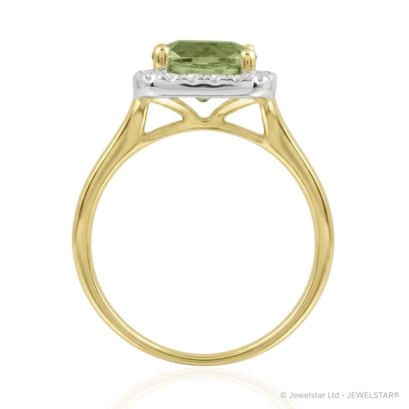 R-43580-PD-Y  Diamond & Peridot Cluster Ring