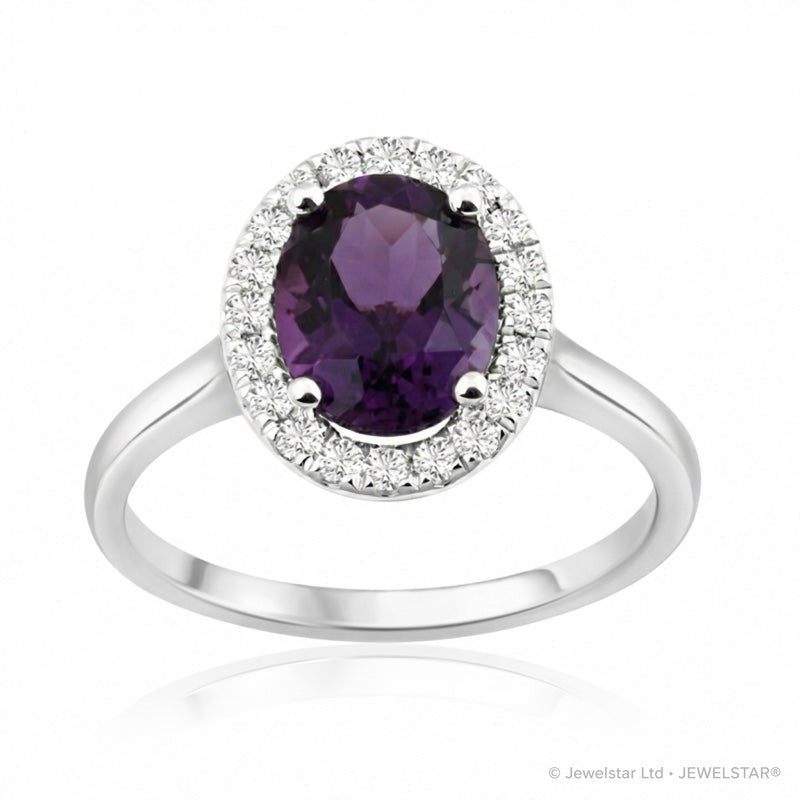 R-43581-AM-W  Diamond & Amethyst Cluster Ring