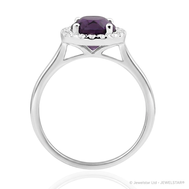 R-43581-AM-W  Diamond & Amethyst Cluster Ring